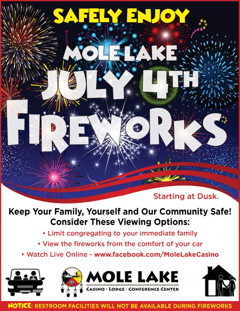4th of July Fireworks at Mole Lake Casino