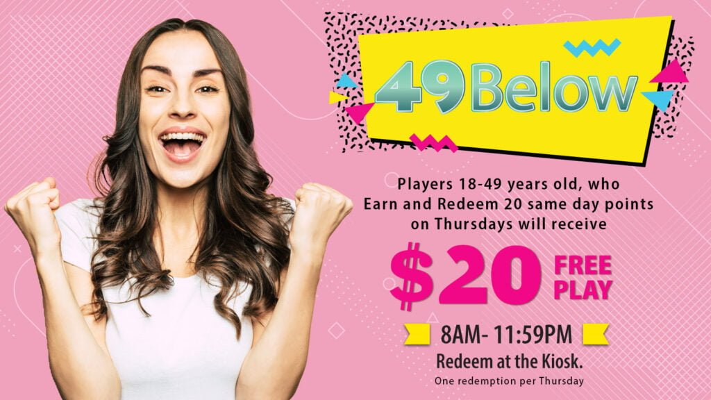 Guests 18-49 Can Earn $20 In Free Play Every Thursday At Mole Lake Casino