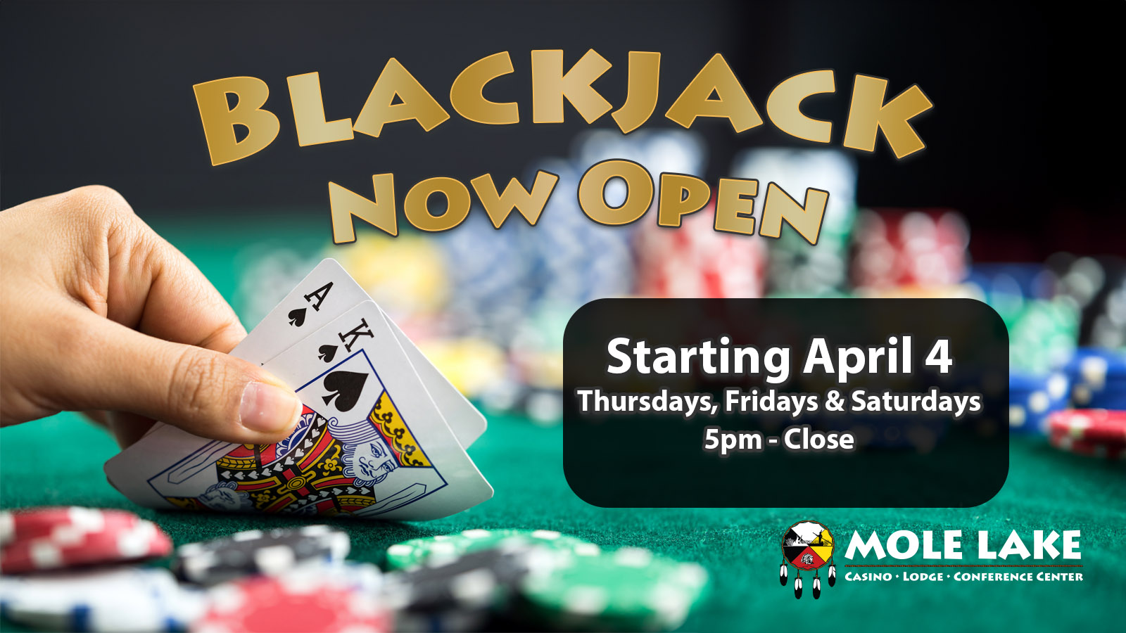Blackjack is back at Mole Lake Casino Lodge In Crandon