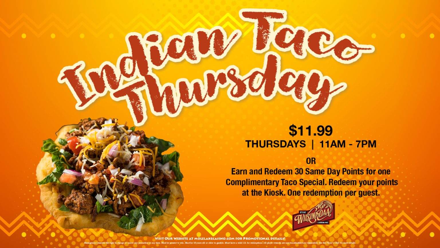 Indian Taco Thursday - Mole Lake Casino, Lodge & Event Center